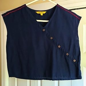 GLOBALDESKI Cropped Linen Blend Eco-Friendly Top!